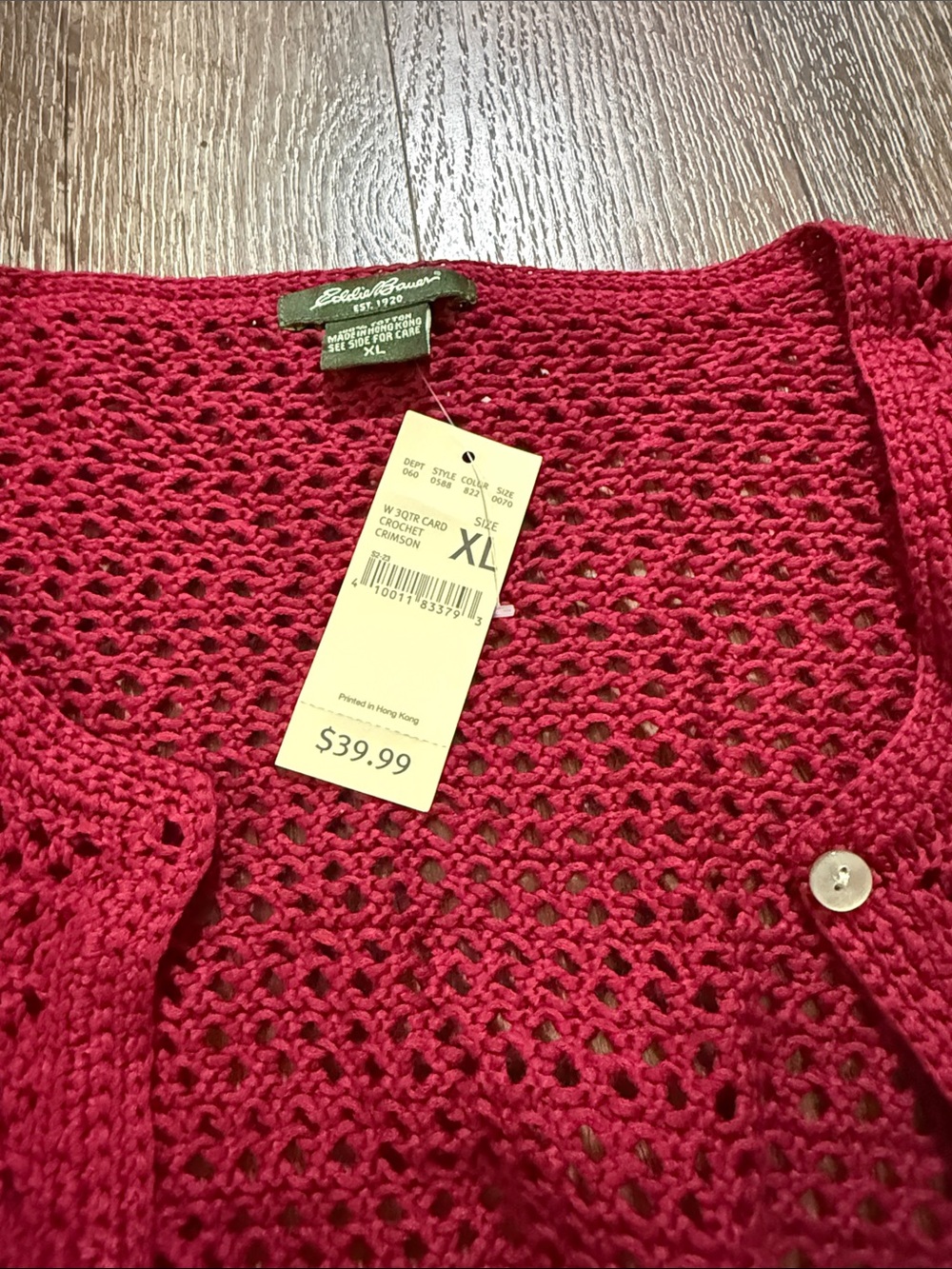 Eddie Bauer Open-Knit Button Front Cardigan - Raspberry - Picture 2 of 3